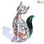 Chat Millefiori Vert - Verre de Murano Original OMG