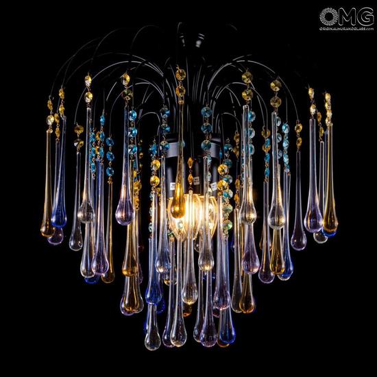 Drop Chandelier In Blue Amber Clear Glass Original Murano Chandelier Venetian Drop Original Murano Glass 0001 Jpg In Blue Amber