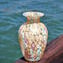 花瓶Millefiori炫彩黃白色-Origianl Murano玻璃