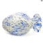 꽃병 Millefiori 다채로운 파란색 흰색과 금색 - Origianl Murano Glass OMG