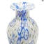 Vase Millefiori Coloré Bleu Blanc avec de l'or - Origianl Murano Glass OMG