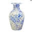 Vase Millefiori Buntes Blau Weiß mit Gold – Origianl Murano Glass OMG