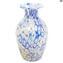 꽃병 Millefiori 다채로운 파란색 흰색과 금색 - Origianl Murano Glass OMG