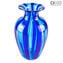 Vase Filigrane Coloré Bleu Cannes - Verre Original De Murano