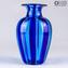 Vase Filigrane Coloré Bleu Cannes - Verre Original De Murano