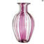 Vase Filigrane Coloré Cannes Rose - Verre Original De Murano