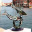 Tiburones en base - Escultura en calcedonia - Cristal de Murano original