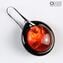 حلق دائري زجاج مغمور - أحمر - زجاج مورانو الأصلي OMG