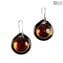 Earrings circular submerged glass - amber - Original Murano Glass OMG