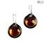 Earrings circular submerged glass - amber - Original Murano Glass OMG