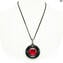 Necklace - red circular submerged glass - Original Murano Glass OMG