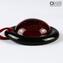 Collier - verre submergé circulaire rouge - Verre de Murano Original OMG