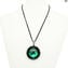 Necklace - green circular submerged glass - Original Murano Glass OMG