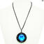 Necklace - Light blue circular submerged glass - Orignal Murano Glass OMG