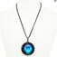 Collar - Cristal sumergido circular azul claro - Cristal de Murano original OMG