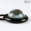 Necklace - white circular submerged glass - Original Murano Glass OMG