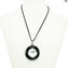 Necklace - white circular submerged glass - Original Murano Glass OMG