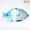 Fisch abstrakte Skulptur - Hellblau - Original Murano Glas