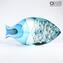 Fish Abstract Sculpture - Light Blue - Original Murano Glass