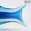 Fish Abstract Sculpture - Light Blue - Original Murano Glass