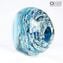 Fisch abstrakte Skulptur - Hellblau - Original Murano Glas