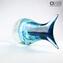 魚抽象雕塑-淺藍色-原始的穆拉諾玻璃