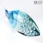 魚抽象雕塑-淺藍色-原始的穆拉諾玻璃