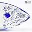 魚の抽象的な彫刻-青-オリジナルのムラーノグラス