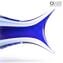 魚の抽象的な彫刻-青-オリジナルのムラーノグラス