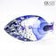 Escultura abstracta de pez - Azul - Cristal de Murano original