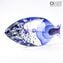 Fisch abstrakte Skulptur - Blau - Original Murano Glas