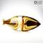 Fish Abstract Sculpture - Amber - Original Murano Glass
