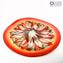 Disque sur support Plaque Centre de Table Soleil en Sbruffi Rouge et Multicolore - Verre de Murano Original OMG