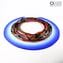 Disc on stand Plate Centerpiece saturn in Blue and Multicolors Sbruffi - Original Murano Glass OMG