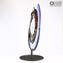 Disc on stand Plate Centerpiece saturn in Blue and Multicolors Sbruffi - Original Murano Glass OMG