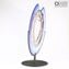 Disc on stand Plate Centerpiece saturn in Blue and Multicolors Sbruffi-Original Murano Glass OMG