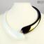 Denise Necklace - Iridescent Black & White - Original Murano Glass OMG