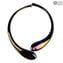 Collar Denise - Negro Iridiscente y Negro - Cristal de Murano Original OMG