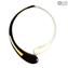 Collier Denise - Noir Irisé & Blanc Clair - Verre de Murano Original OMG