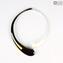 Denise 목걸이-Iridescent Black & Clear White-Original Murano Glass OMG