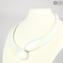 Collar Denise - Blanco iridiscente y blanco - Cristal de Murano original OMG