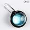 Earrings - circular submerged glass blue - Original Murano Glass OMG