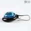Ohrringe - kreisförmiges untergetauchtes Glasblau - Original Murano Glass OMG