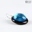 耳環-圓形浸沒式玻璃藍色-原裝Murano Glass OMG