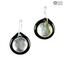 Pendientes - cristal sumergido circular blanco - Cristal de Murano original OMG