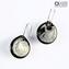 Earrings - circular submerged glass white - Original Murano Glass OMG