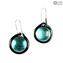 Earrings - circular submerged glass green water - Original Murano Glass OMG