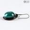 耳環-圓形浸沒綠色水玻璃-原裝Murano Glass OMG