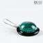 Earrings - circular submerged glass green water - Original Murano Glass OMG