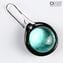 Ohrringe - kreisförmiges untergetauchtes Glasgrünwasser - Original Murano Glass OMG